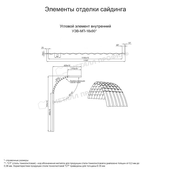 Угловой элемент внутренний УЭВ-МП-18х90° (PURMAN-20-3005-0.5) ― заказать по доступной стоимости (5440 ₽) в Москве.